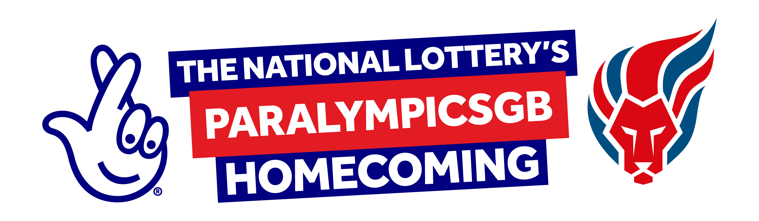 National Lottery logo with text 'The national lottery's team GB homecoming' and logos of Team GB and ParalympicsGB.